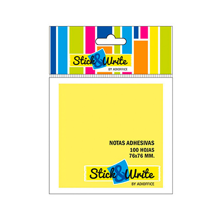 Notas Adhesivas 76X76Mm -100Hj- Amarillo Stick & Write                           1