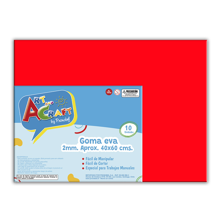 Goma Eva 40X60 Cm 2Mm Rojo Art&Craft Unidad Pliego 1