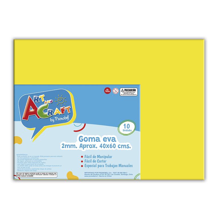 Goma Eva 40X60 Cm 2Mm. Amarillo Art & Craf Pliego 1