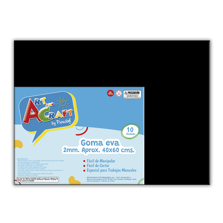 Goma Eva 40X60 Cm 2Mm. Negro Art & Craf Pliego 1