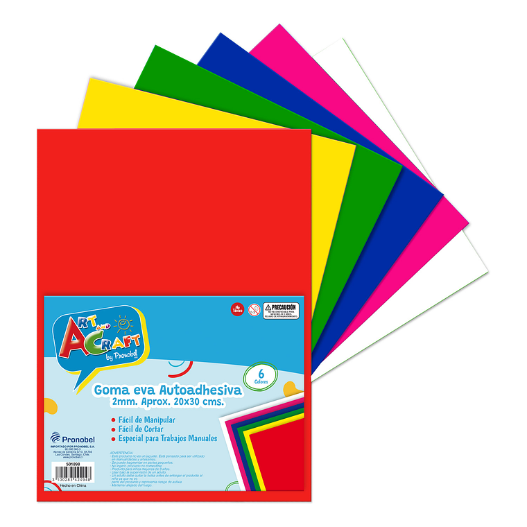 Goma Eva Adhesiva 20X30 Cms 6 Col Bolsa Art & Craf 1