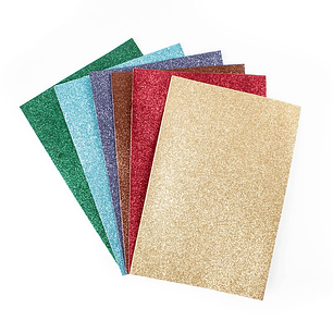 Goma Eva Autoadhesiva Glitter 20X30 Set 6 Un