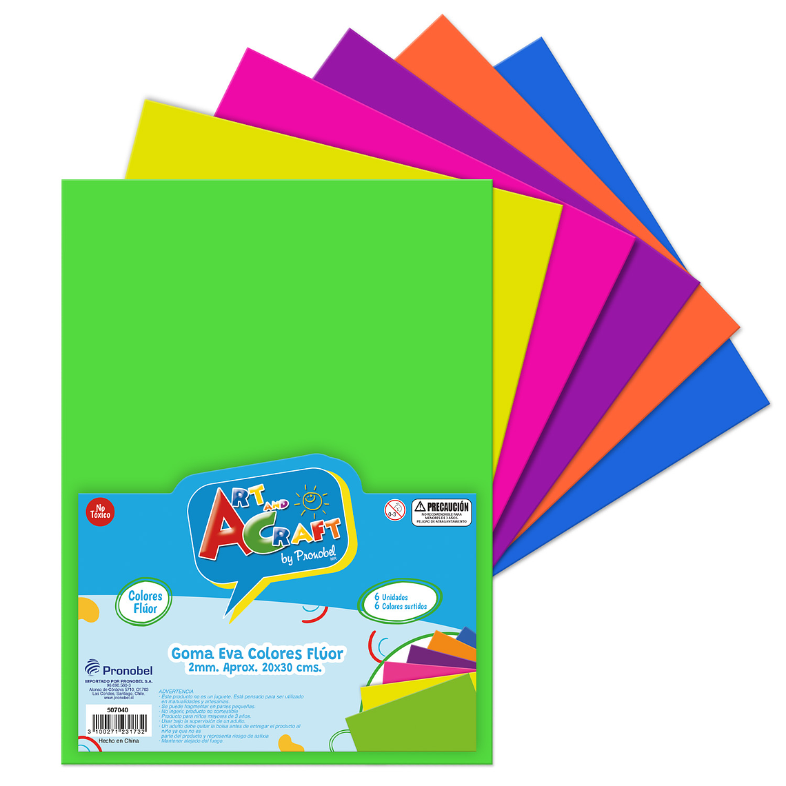 Goma Eva Colores Fluor 6 Pcs/Bolsa Art & Craf 1