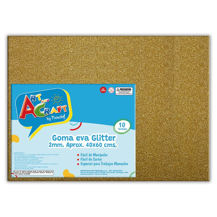 Goma Eva Glitter 40X60 2Mm Dorado Art&Craft Unidad Pliego 1