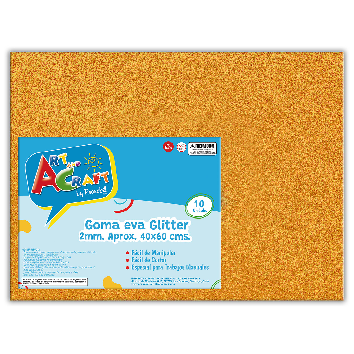 Goma Eva Glitter 40X60 2Mm Naranjo Art&Craft Unidad Pliego 1