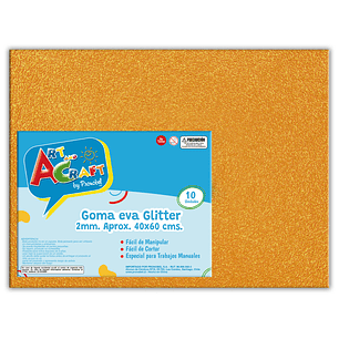 Goma Eva Glitter 40X60 2Mm Naranjo Art&Craft Unidad Pliego