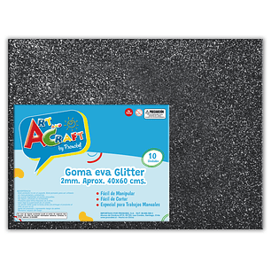 Goma Eva Glitter 40X60 2Mm Negro Art&Craft Unidad Pliego