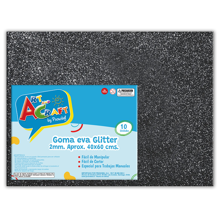 Goma Eva Glitter 40X60 2Mm Negro Art&Craft Unidad Pliego 1
