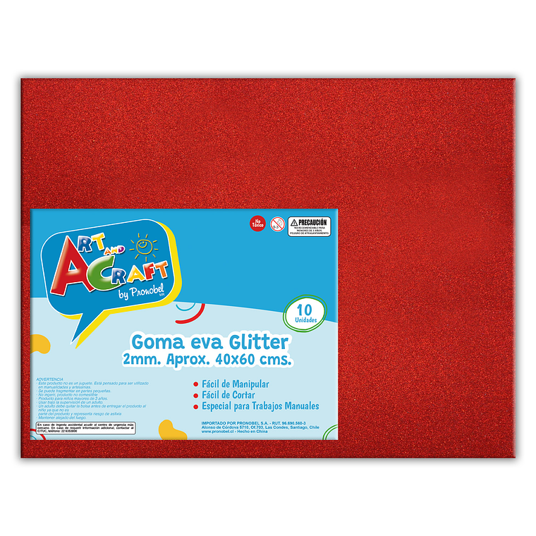 Goma Eva Glitter 40X60 2Mm Rojo Art&Craft Unidad Pliego 1