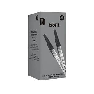 Boligrafo Isofit 1,0Mm Punta Media Negro Un