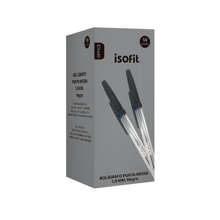 Boligrafo Isofit 1,0Mm Punta Media Negro Un 1