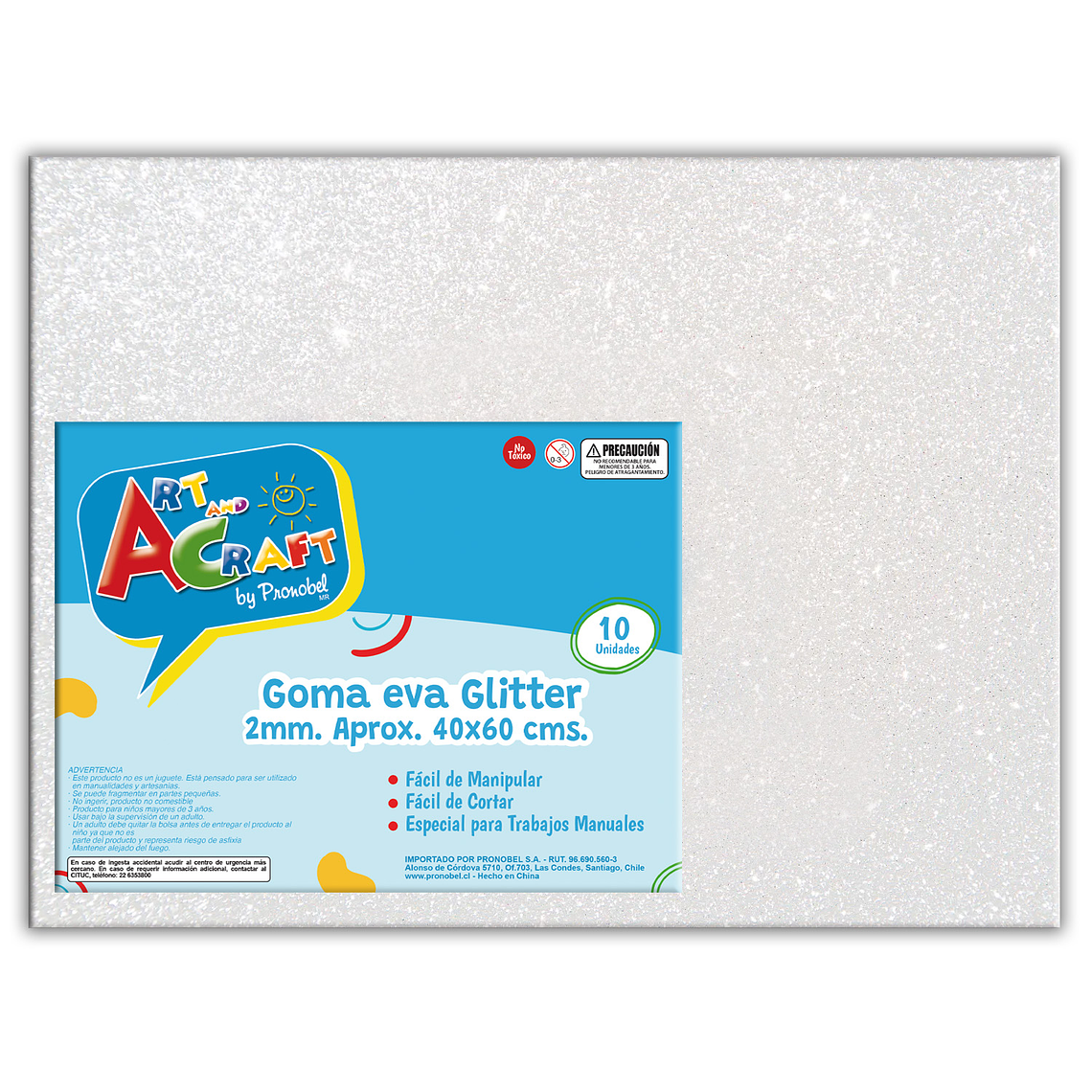 Goma Eva Glitter 40X60 Cm  Blanco Art & Craft Unidad Pliego 1