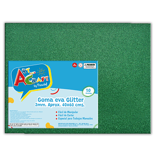 Goma Eva Glitter 40X60 Cm Hjs Verde Art & Craf Pliego