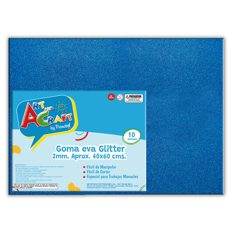 Goma Eva Glitter 40X60 Cm Un Hjs Azul Art & Craf Pliego 1