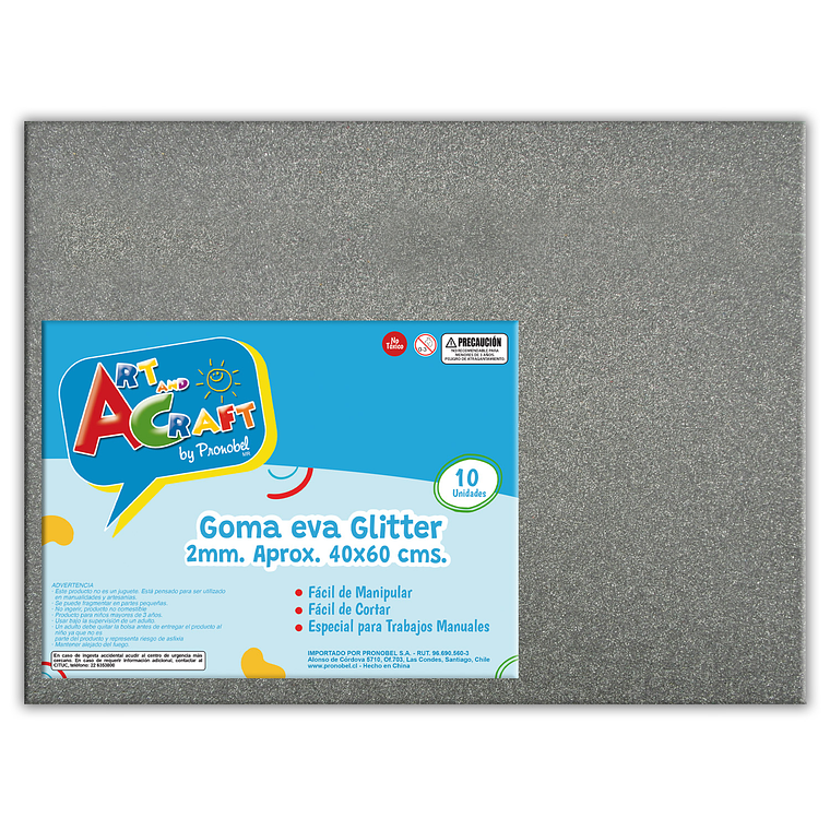 Goma Eva Glitter 40X60 Cm Und  Plateado Art & Craf Pliego 1