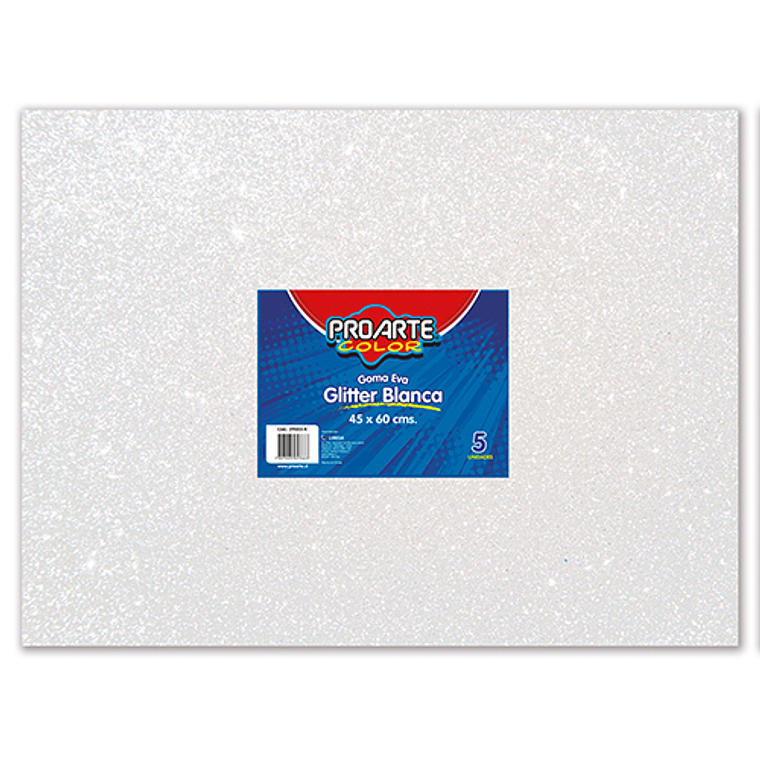 Goma Eva Glitter 45X60Cm Blanca Proarte Unidad 1