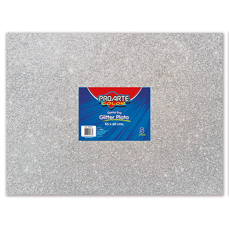 Goma Eva Glitter 45X60Cm Plata Proarte Unidad 1