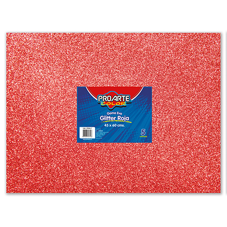 Goma Eva Glitter 45X60Cm Roja Proarte Unidad 1