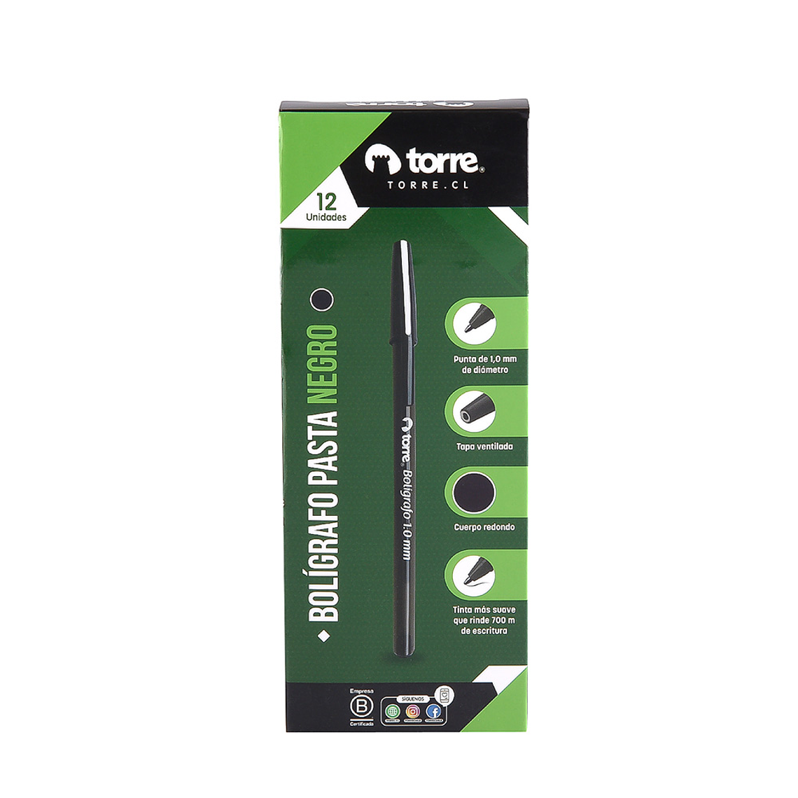 Boligrafo Negro 1.0 Mm Lb Torre 1