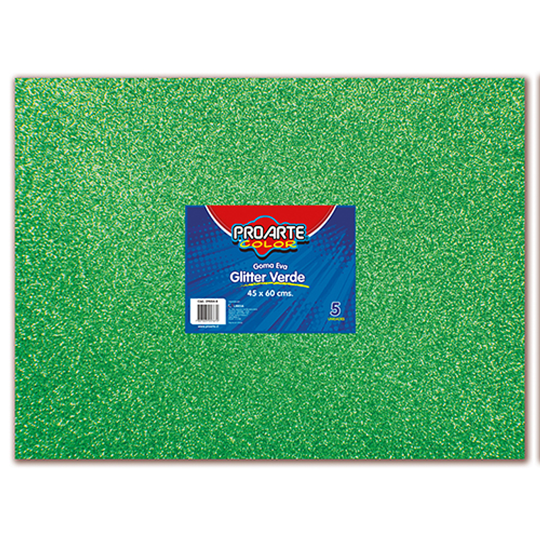 Goma Eva Glitter 45X60Cm Verde Proarte Unidad 1