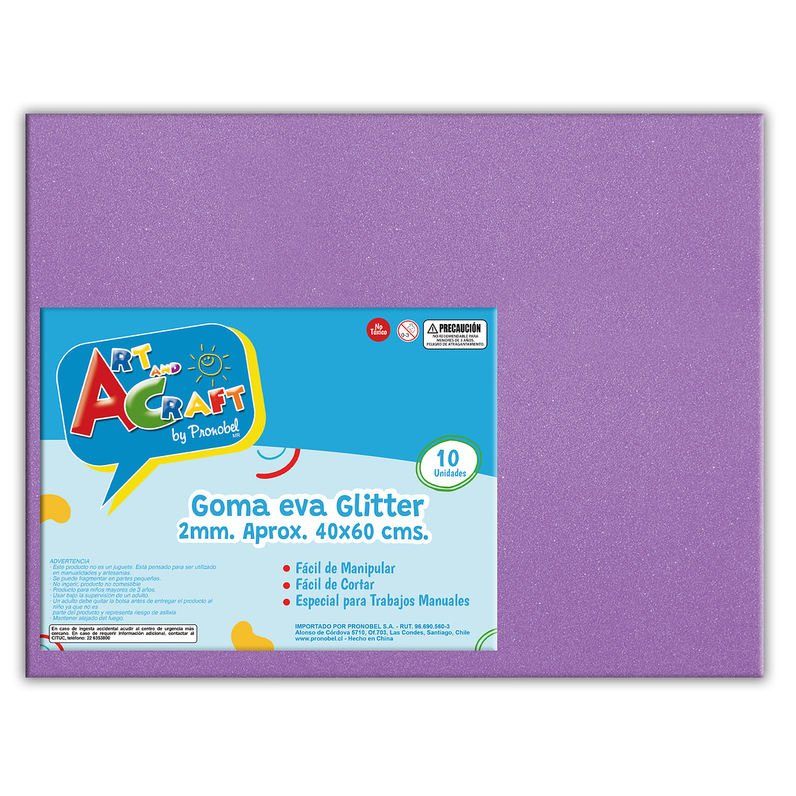 Goma Eva Glitter Lila 40X60  Art & Craft Unidad Pliego 1
