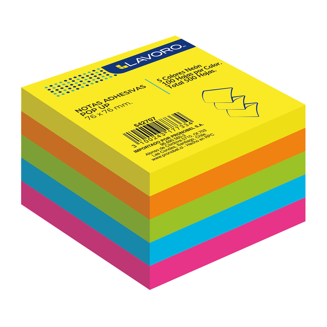 Pack 5 Notas 76X76 100H Pop Up 5Col Neon Lavoro 1