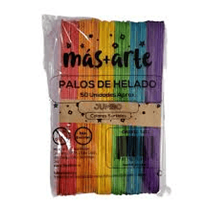 Palos De Helado Mas + Arte Colores Jumbo 50 Un