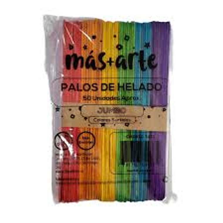 Palos De Helado Mas + Arte Colores Jumbo 50 Un 1
