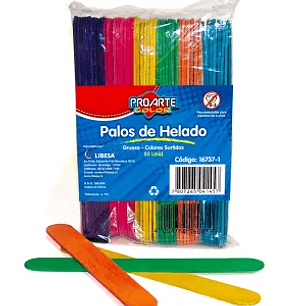 Palos De Helados Proarte Color Grueso B/50Uni