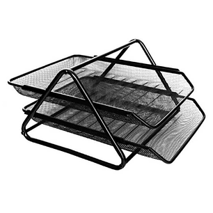 Bandeja Documentos 2 Niveles Metal Negro Hand