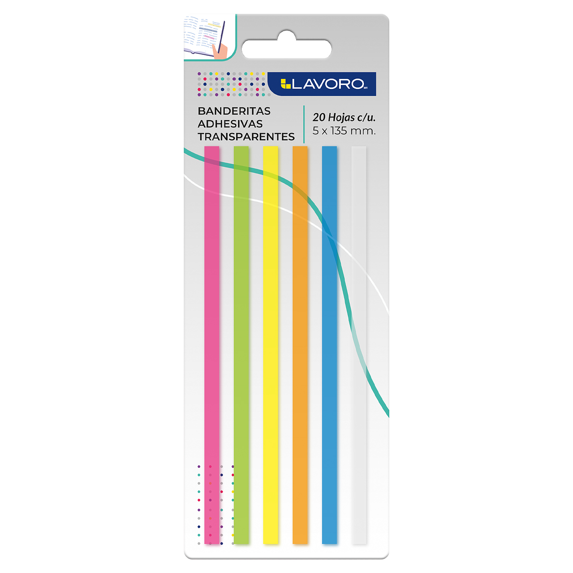 Banderas Adh Transparentes 5X135Mm 20 Hojas Lavoro 1