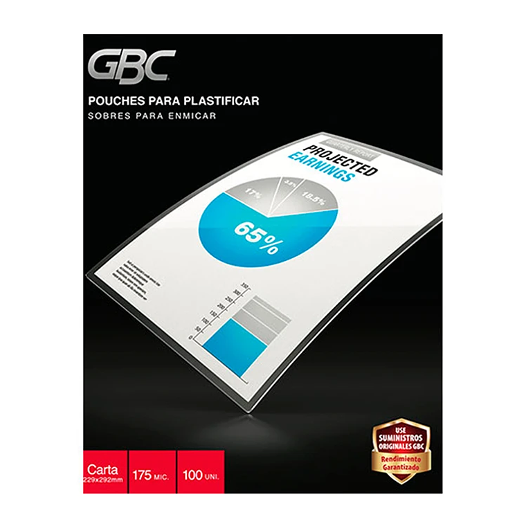 Caja Pouche Gbc Jumbo 7Mil -175 Mic- -80X115 Mm- 100 Un. 1