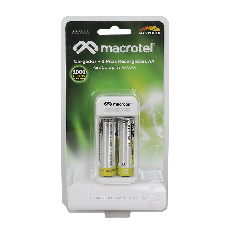 Cargador De Pilas Macrotel Aa/Aaa/ 9Vvolts 1