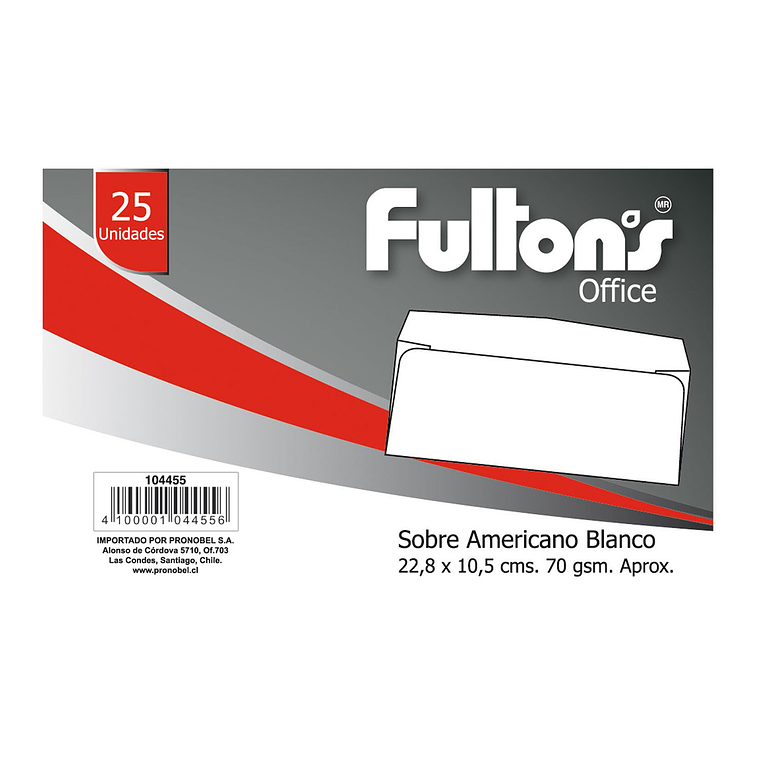 Sobre Americano Blanco 70Gr 25Un Fultons 1