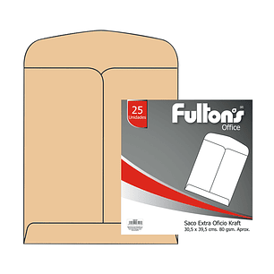 Sobre Saco Extra Oficio Kraft 80Gr Fultons 25 Uni