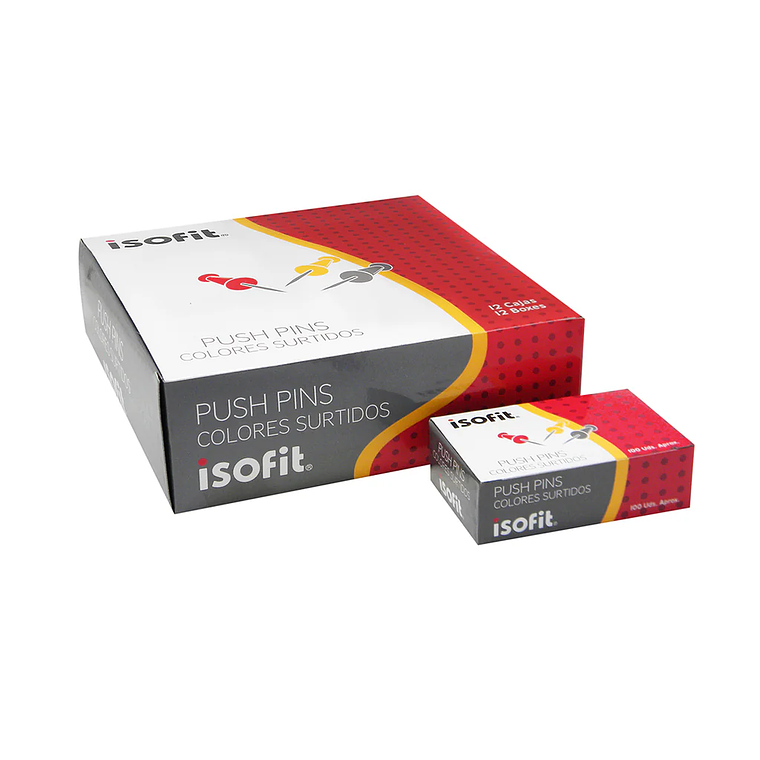 Push Pins Isofit Caja 100 Colores Surtidos 1