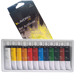 Pintura Acrilica 12Ml 12 Colores Lavoro