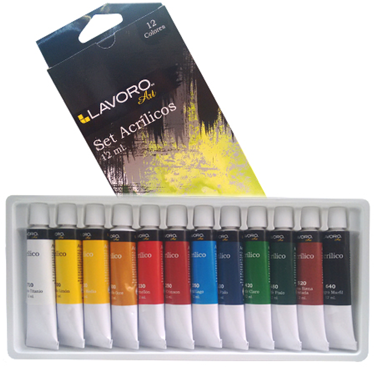 Pintura Acrilica 12Ml 12 Colores Lavoro 1