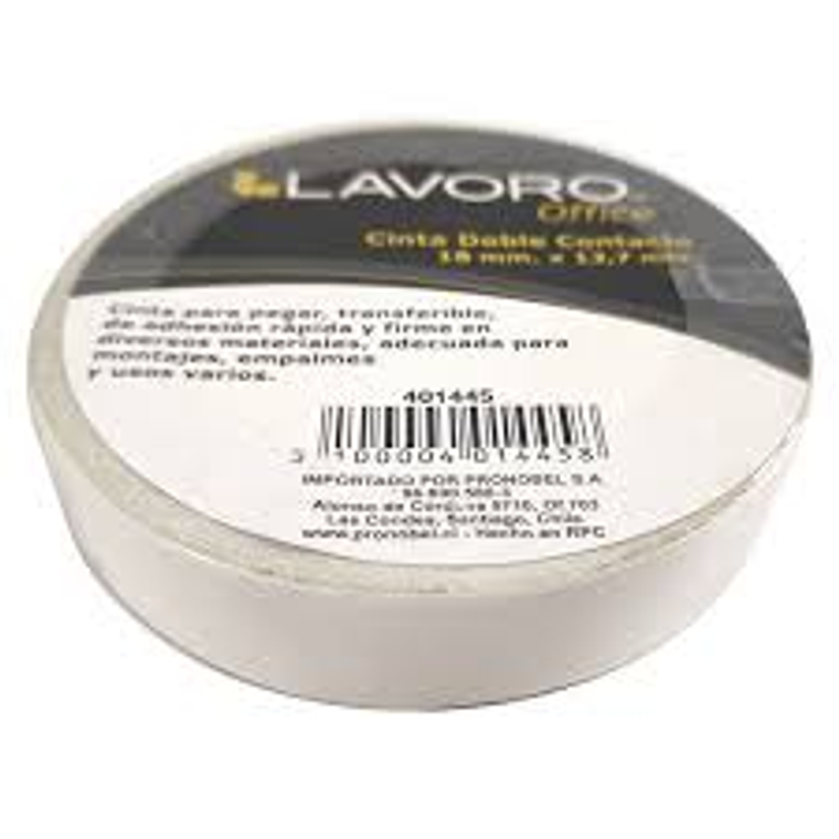 Cinta Doble Contacto 18X13.7Mt Blanco Lavoro 1