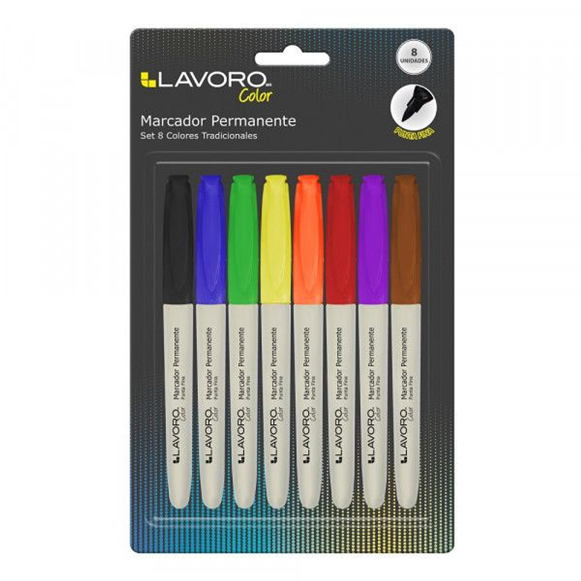 Marcador Permanente Set 8Col.Tradicion Lavoro Lavoro 1