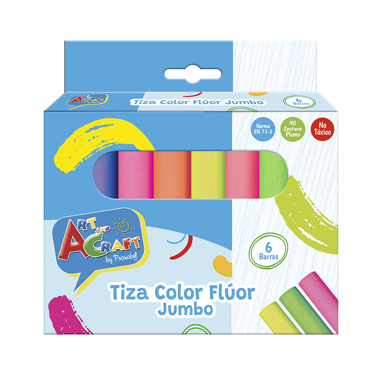Tiza Color Fluor Jumbo Art & Craft 6 Unidades 1