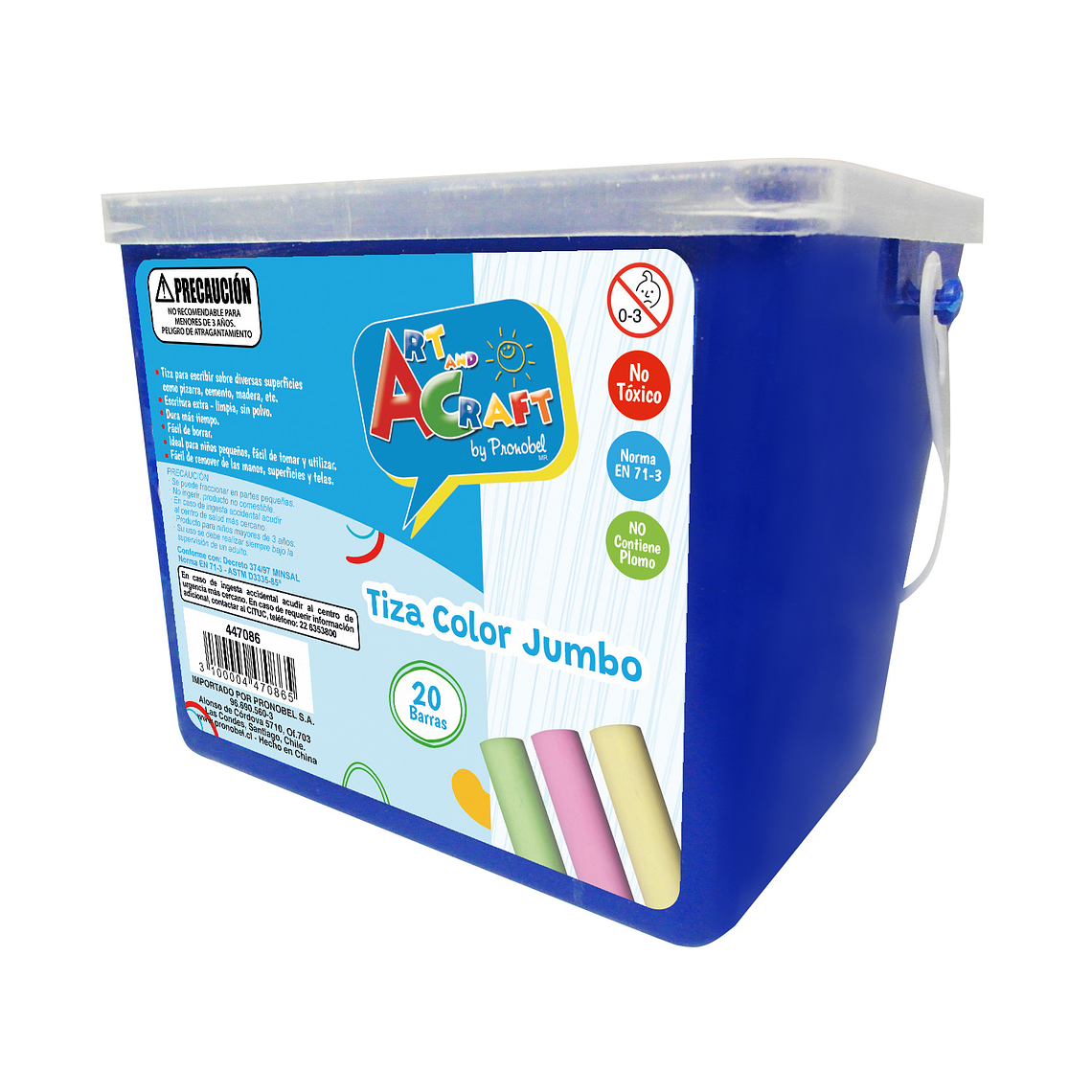 Tiza Colores Jumbo 20 Uni Balde Art&Craf 1