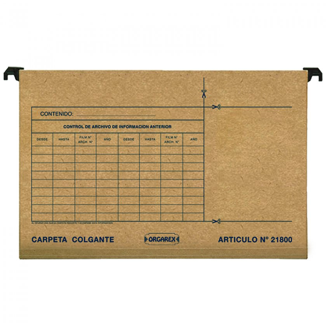 Carpeta Colgante Barra Plastica Orgarex 1