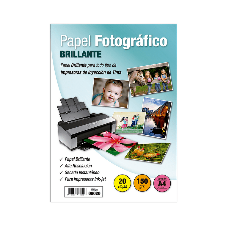 Papel Fotografico Inkjet - A4 Brillante 150 Gr 20 Hojas 1