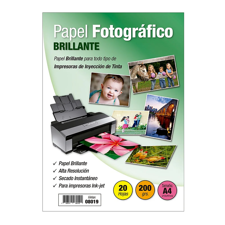 Papel Fotografico Inkjet - A4 Brillante 200 Gr 20 Hojas 1