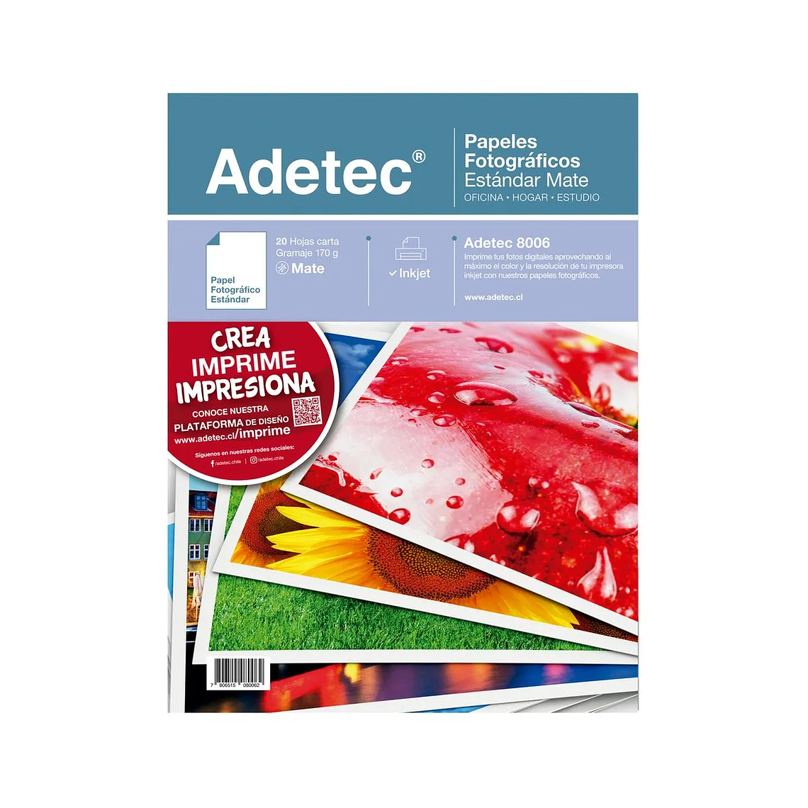 Papel Fotografico Inkjet Adetec - Carta Mate 170 Gr 20 Hj 1