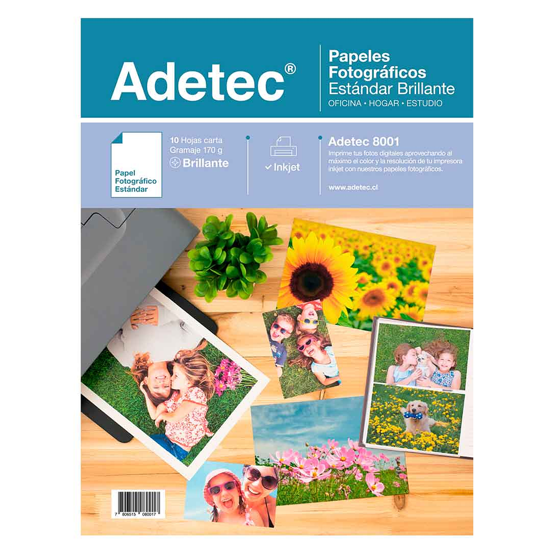 Papel Fotografico Inkjet Adetec -Carta Brillante 170 Gr 10Hj 1