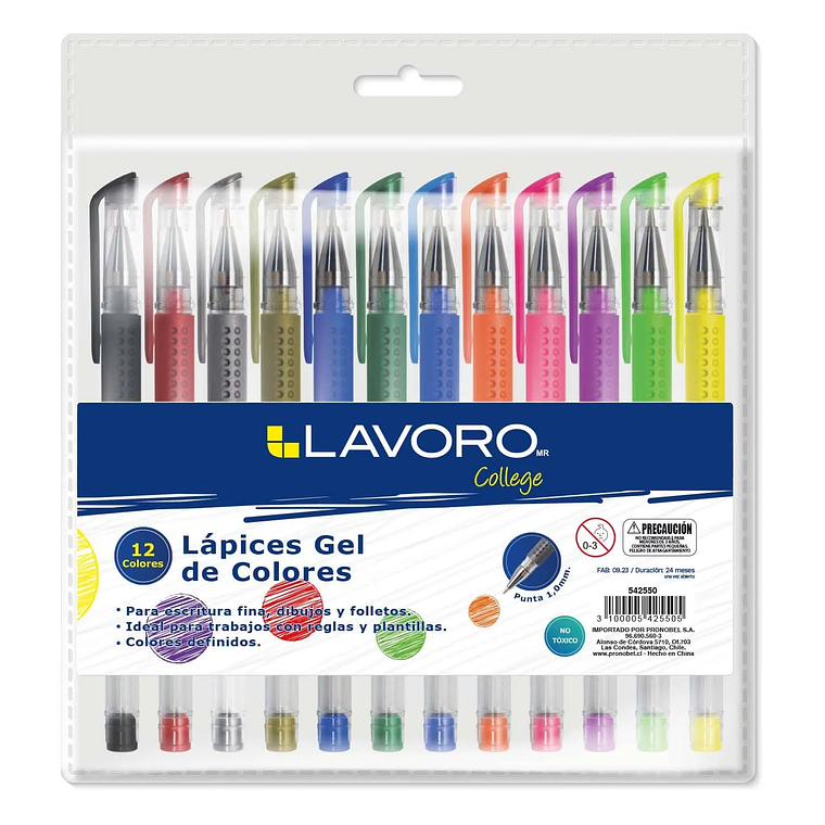 Lapices Gel 12 Colores Lavoro 1