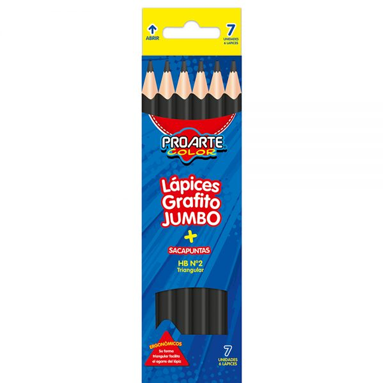 Lapices Grafito Triangul.No2 Hb Jumbo C/6 Uni Proarte 1