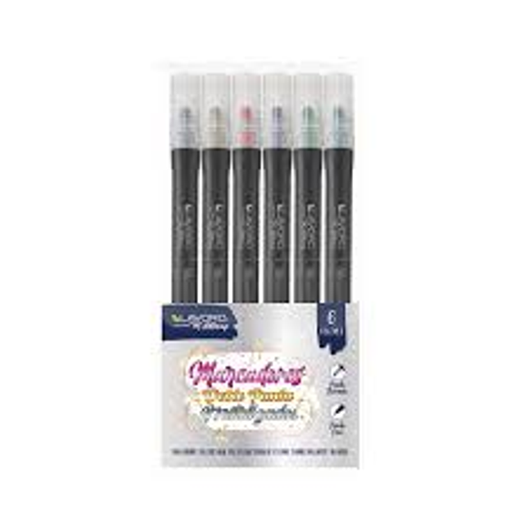 Marcador Metalizado Doble Punta 6 Colores Lavoro 1